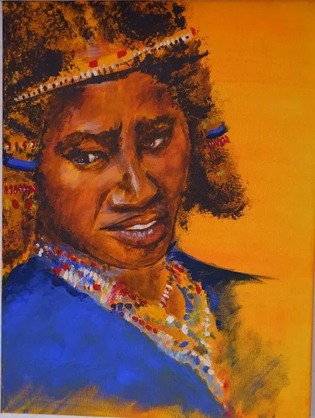 Acrylbild, traditionelle afrikanische Frau