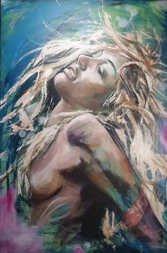 Acrylgemälde. Leidenschaftlich tanzende Frau